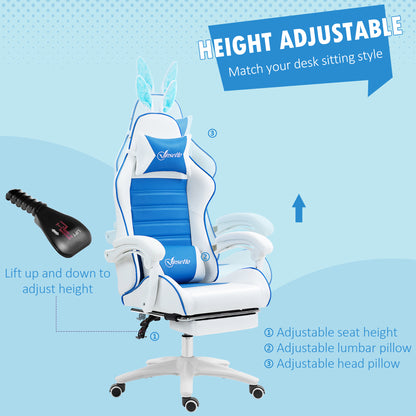 Racing Gaming Chair Reclining PU Leather Computer Chair with Headrest, Yellow