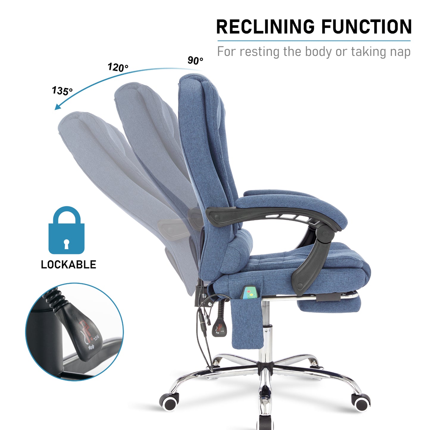 Massage Office Chair Gaming Computer Desk Swivel Recliner Chair Leather Footrest