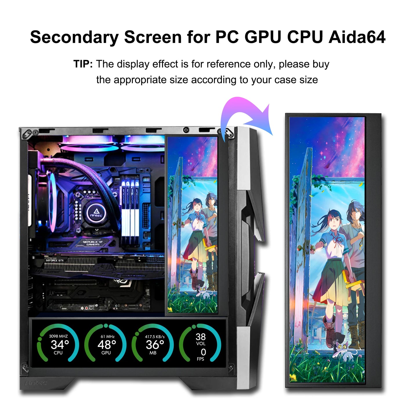 14 Inch Widescreen Stretched Bar Monitor 3840X1100 4K IPS LCD Monitor Aida64 Raspberry Pi Win10 11 PC Secondary Monitor