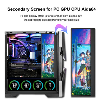14 Inch Widescreen Stretched Bar Monitor 3840X1100 4K IPS LCD Monitor Aida64 Raspberry Pi Win10 11 PC Secondary Monitor