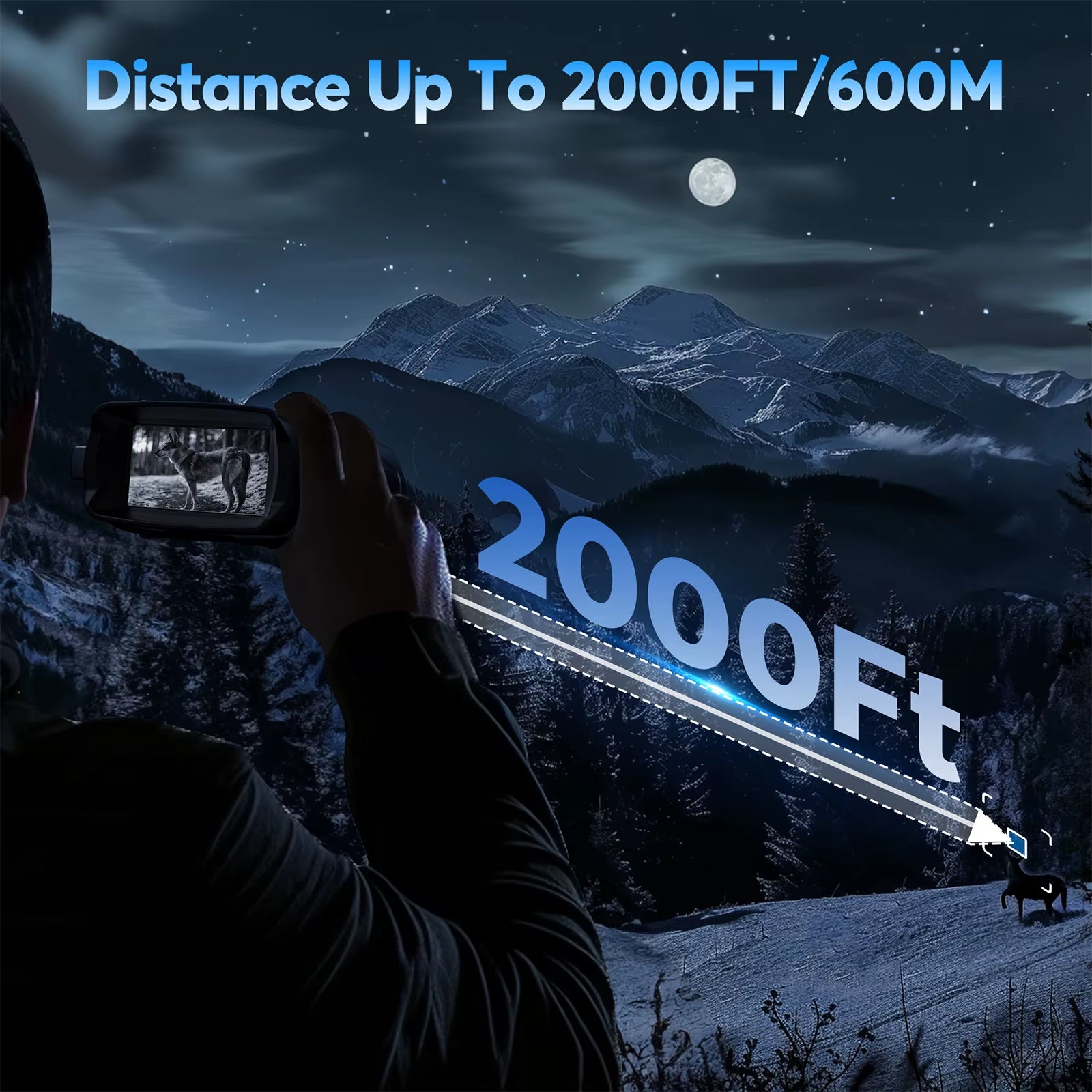 USB Rechargeable 4K Night Vision Binoculars 600M HD 8X Digital Zoom 5000Mah 3Inch Screen Infrared Visionnight Goggle