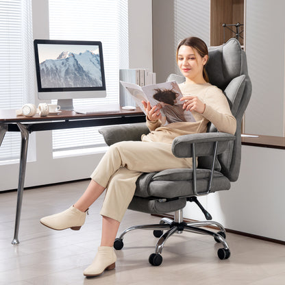 Home Office Chair, Leathaire Desk Chair with Lumbar Support Pillow, Grey