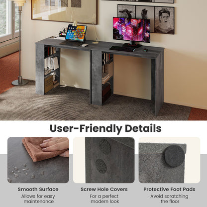 Computer Desk with Bookshelf for Study Living Room