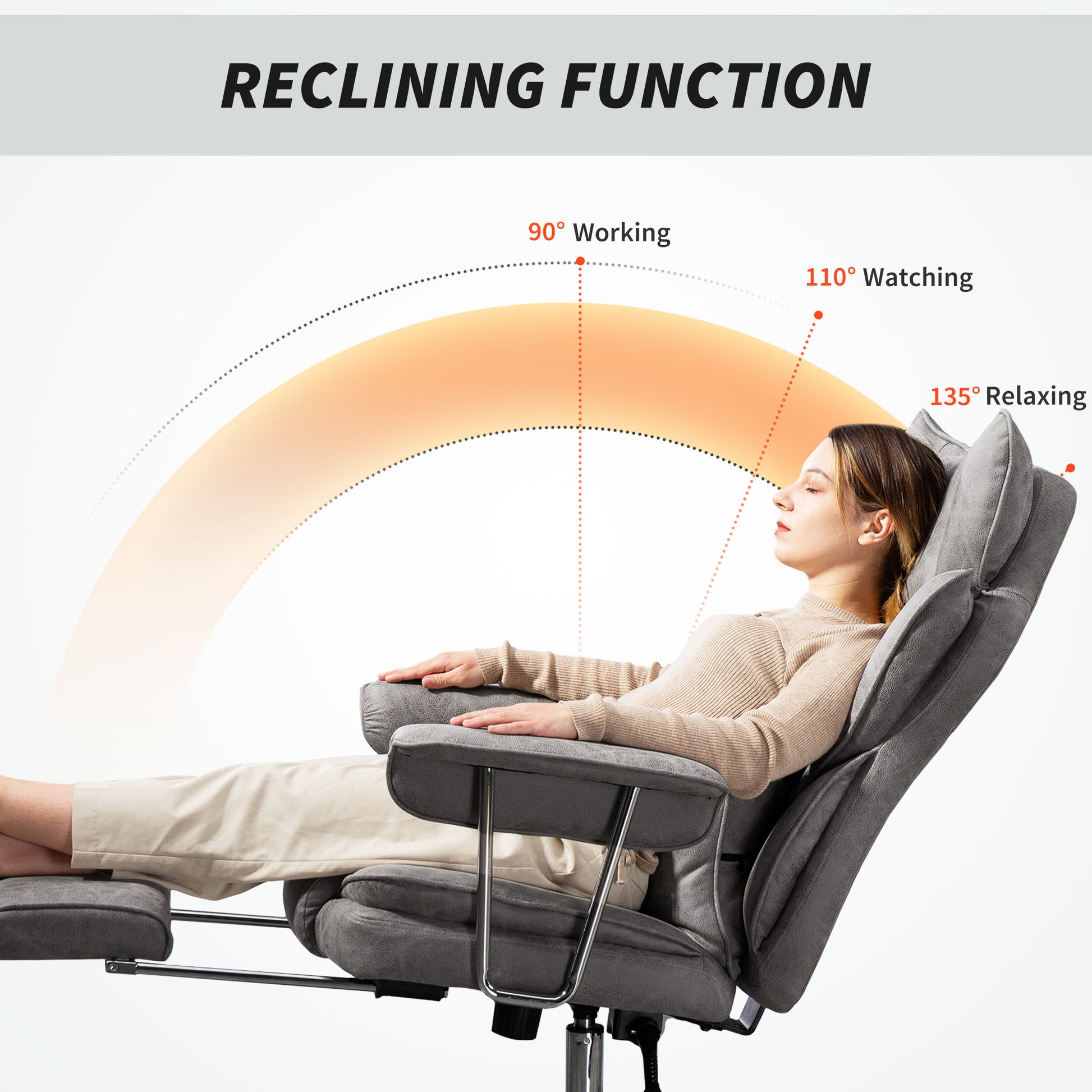 Home Office Chair, Leathaire Desk Chair with Lumbar Support Pillow, Grey