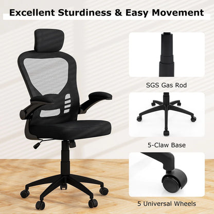 Ergonomic Mesh Office Chair with Adjustable Headrest and Height
