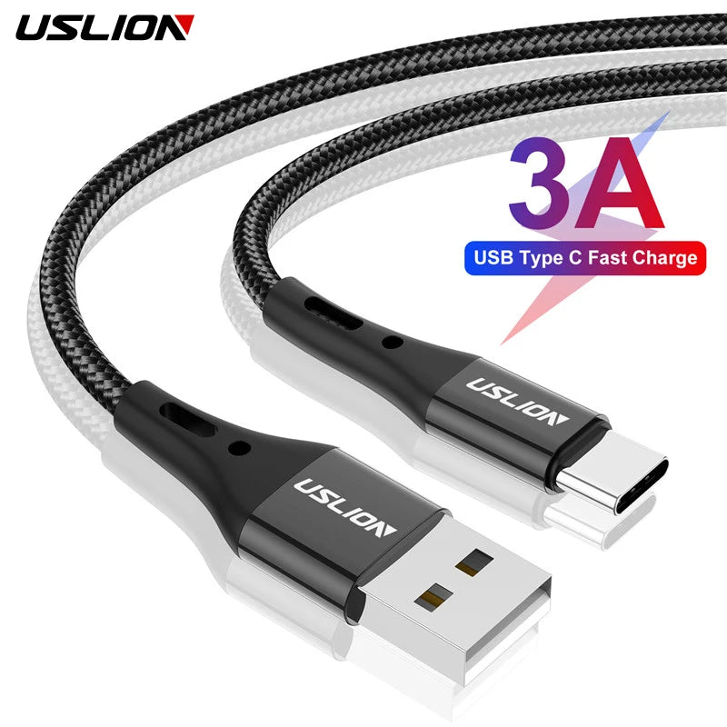 3A USB Type C Cable Wire for Samsung S10 S20 Xiaomi Mi 11 Mobile Phone Fast Charging USB C Cable Type-C Charger USB Cables