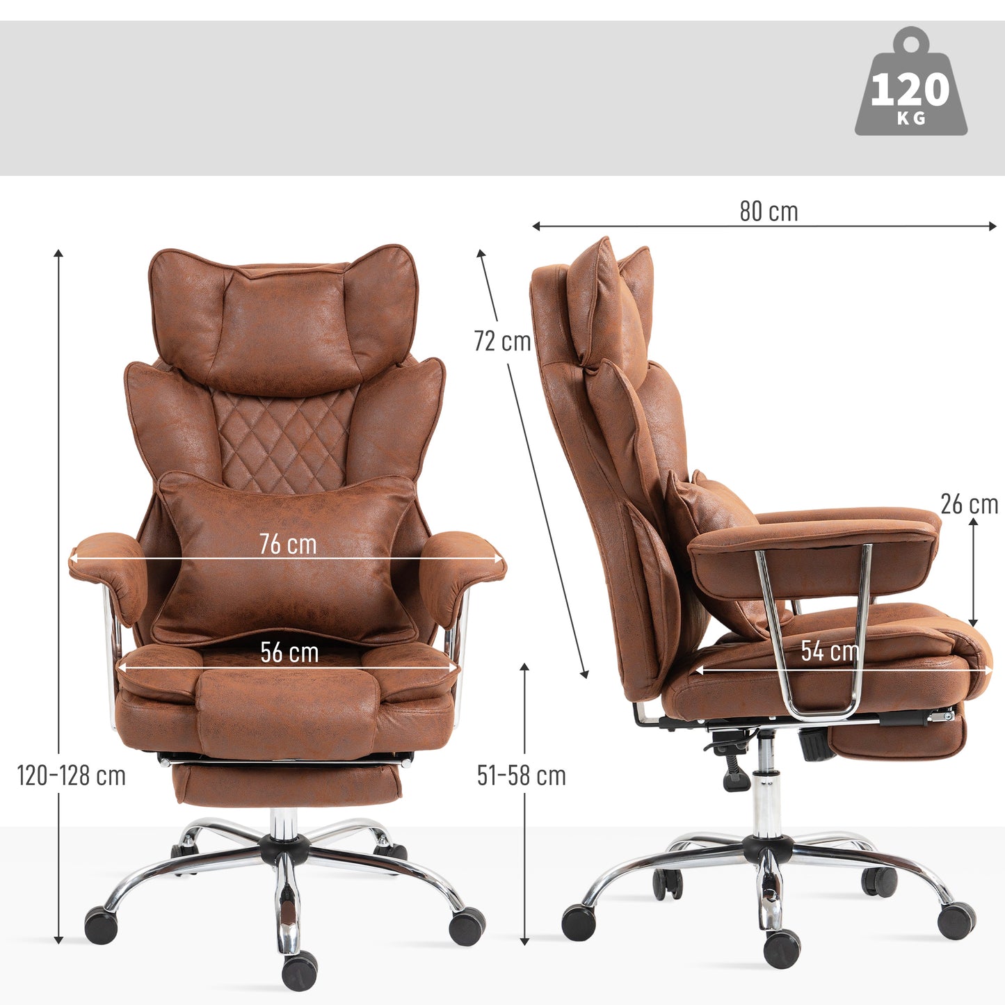 Home Office Chair, Leathaire Desk Chair with Lumbar Support Pillow, Grey