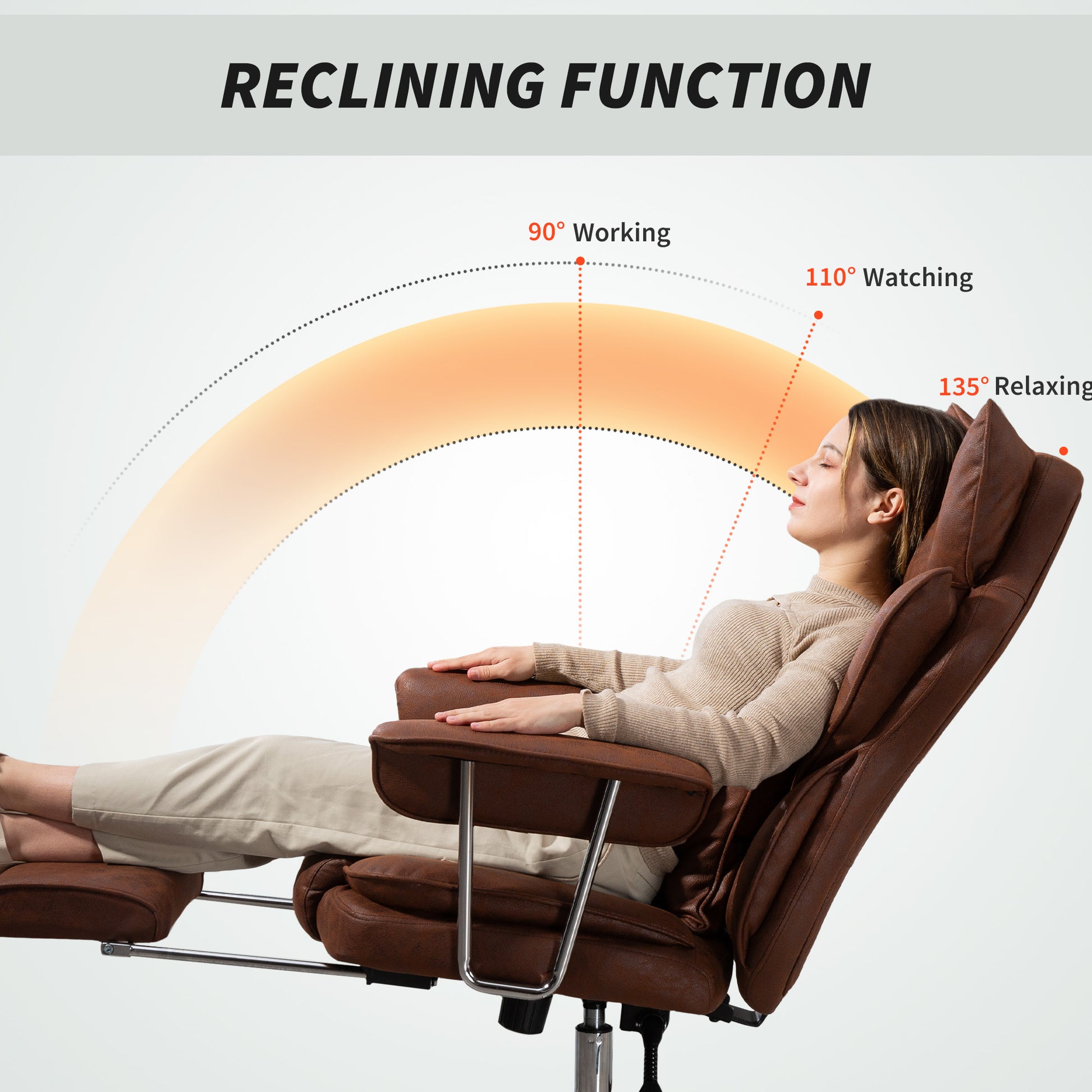 Home Office Chair, Leathaire Desk Chair with Lumbar Support Pillow, Grey
