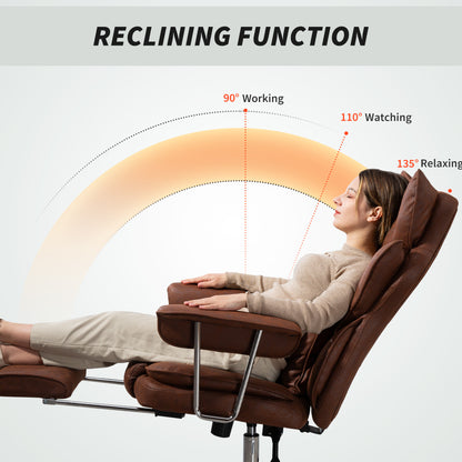 Home Office Chair, Leathaire Desk Chair with Lumbar Support Pillow, Grey