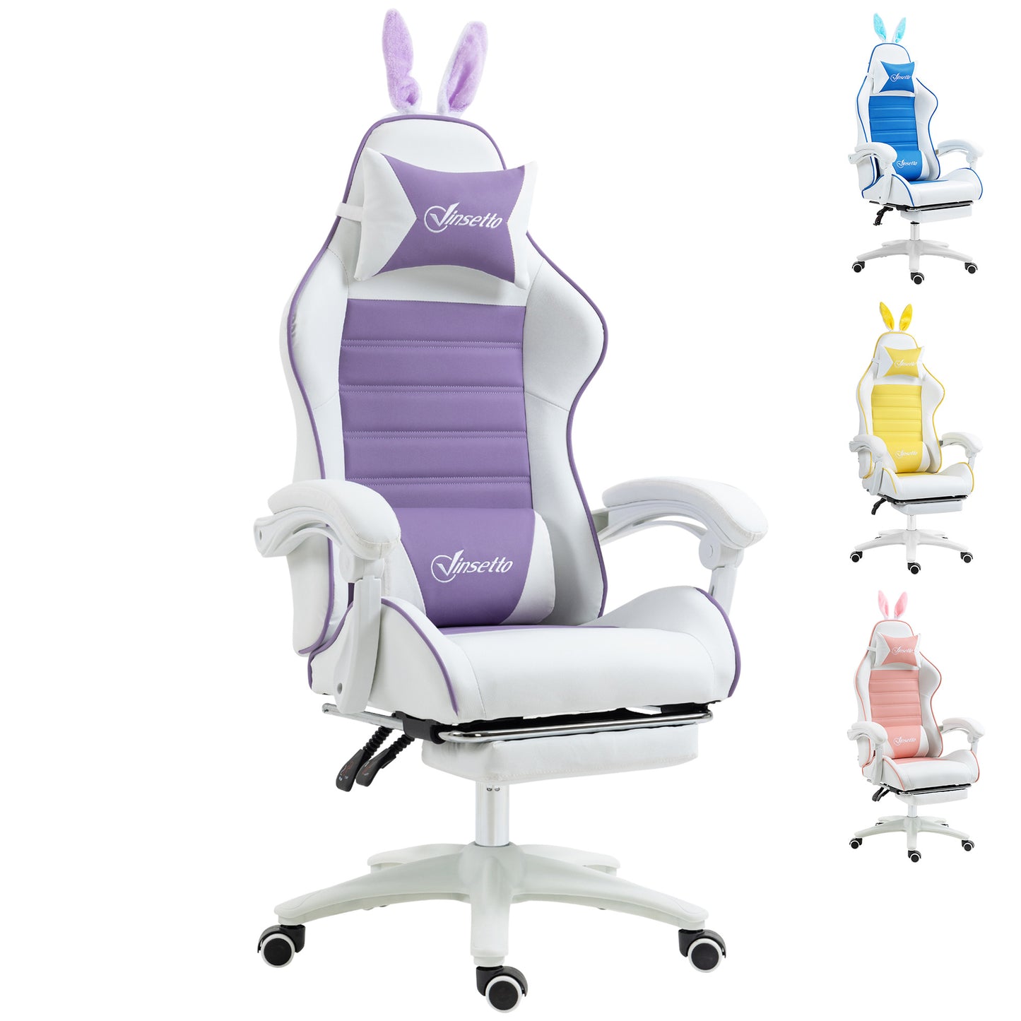 Racing Gaming Chair Reclining PU Leather Computer Chair with Headrest, Yellow