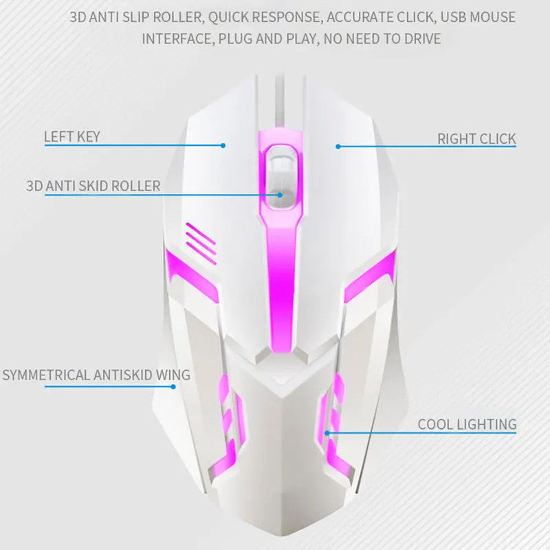 Mechanical Gaming Keyboard Mouse Combo Set LED Light Backlit Computer Desktop PC