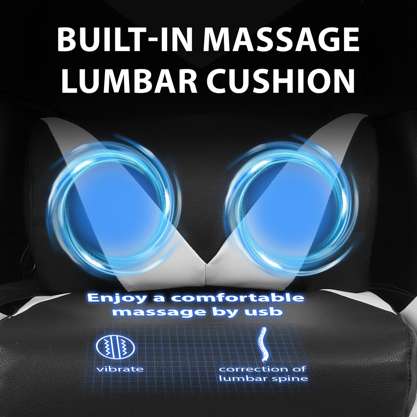 Swivel Gaming Chair Massage Chair with Footrest Lumbar Sports PC Computer Chairs