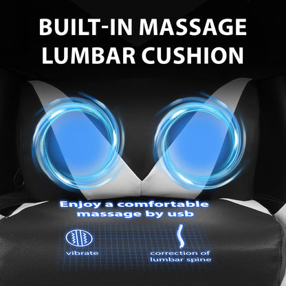 Swivel Gaming Chair Massage Chair with Footrest Lumbar Sports PC Computer Chairs