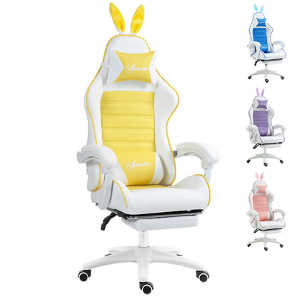 Racing Gaming Chair Reclining PU Leather Computer Chair with Headrest, Yellow