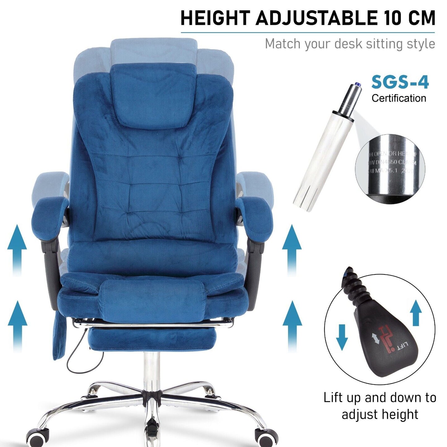 Massage Office Chair Gaming Computer Desk Swivel Recliner Chair Leather Footrest