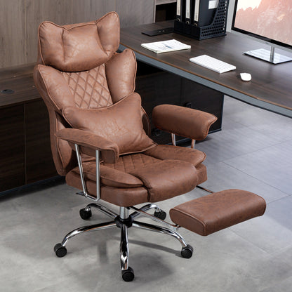 Home Office Chair, Leathaire Desk Chair with Lumbar Support Pillow, Grey