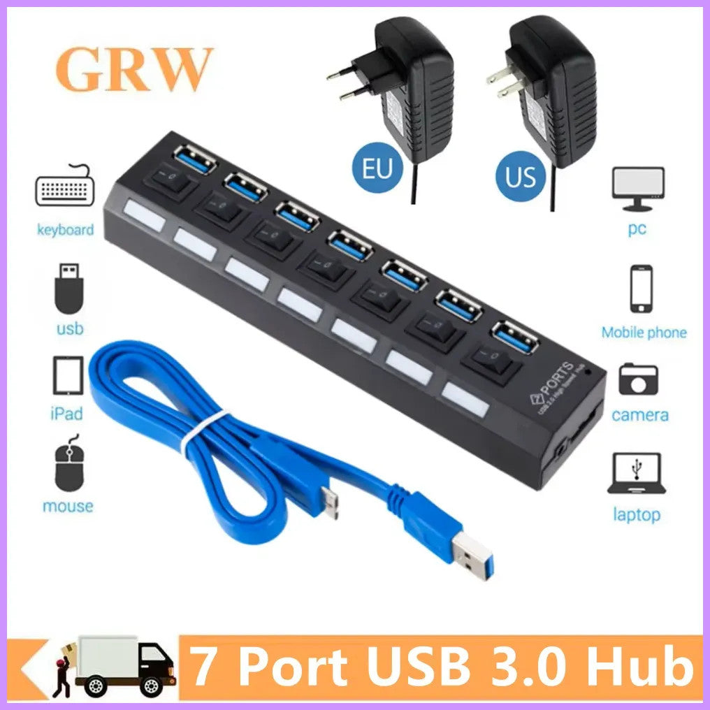 USB 3.0 Hub USB HUB Splitter Multi USB 3.0 Hub Multiple 4/7 Port Hub Splitter Wi