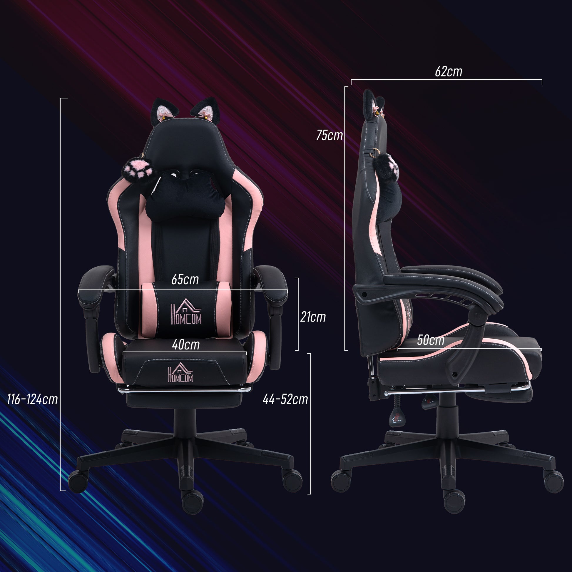 Racing Gaming Chair Reclining Faux Leather Computer Chair with Footrest, Black