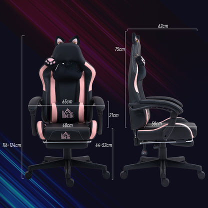 Racing Gaming Chair Reclining Faux Leather Computer Chair with Footrest, Black