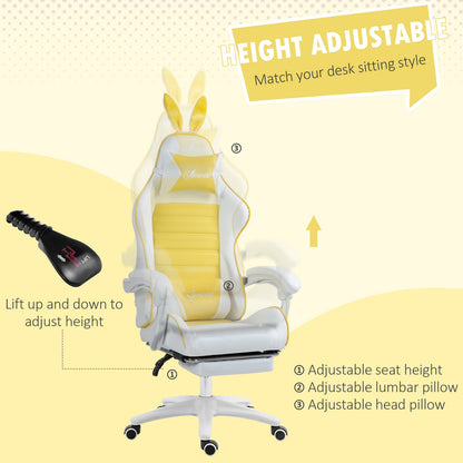 Racing Gaming Chair Reclining PU Leather Computer Chair with Headrest, Yellow