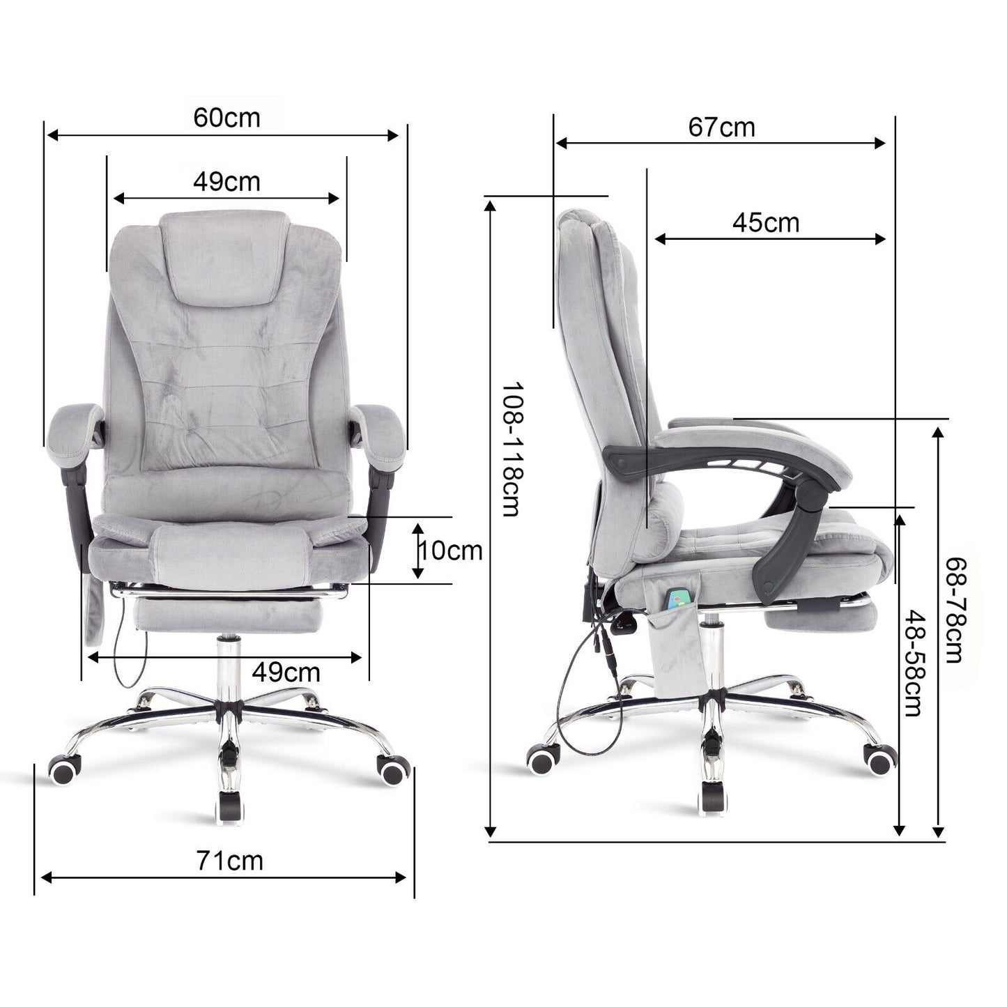 Massage Office Chair Gaming Computer Desk Swivel Recliner Chair Leather Footrest