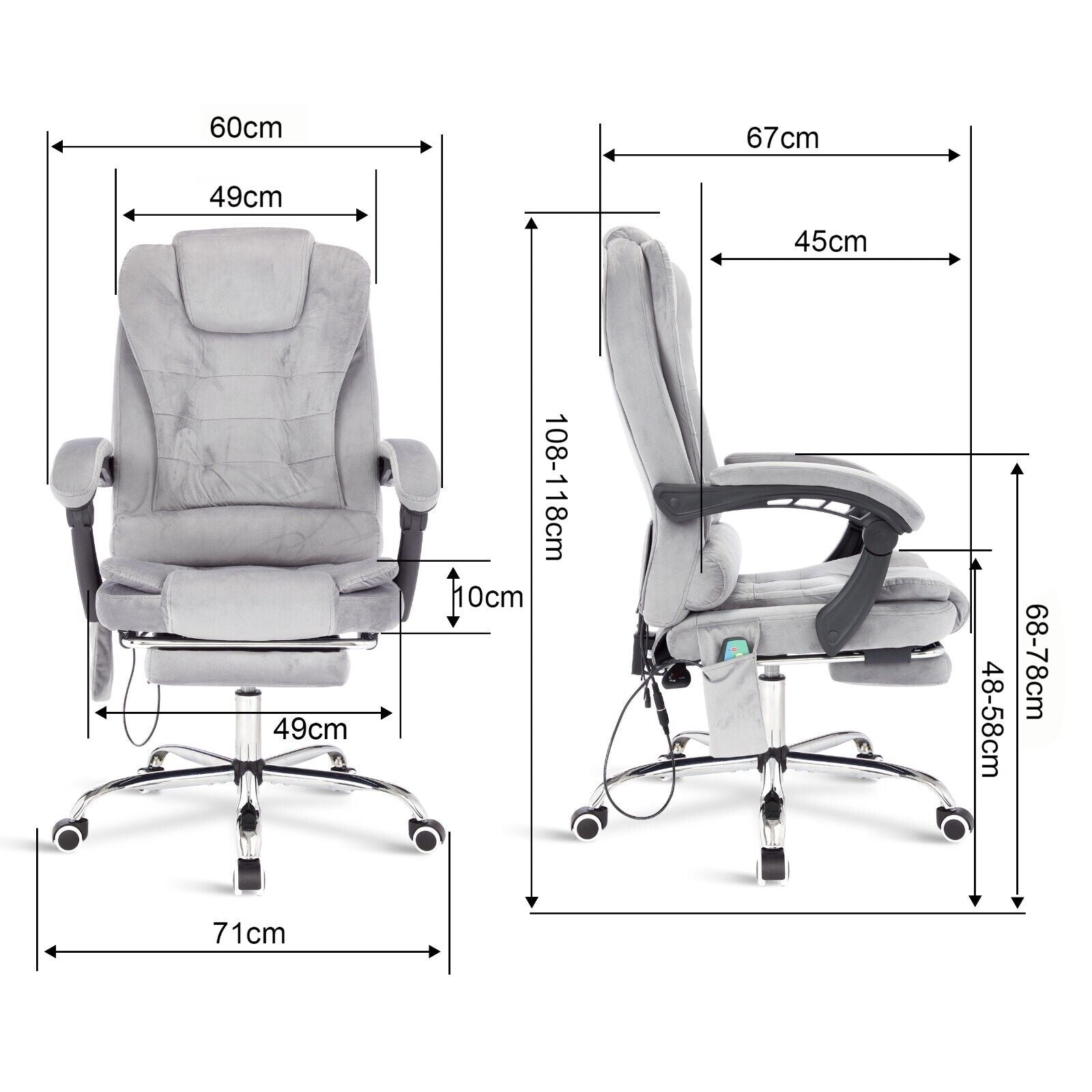 Massage Office Chair Gaming Computer Desk Swivel Recliner Chair Leather Footrest