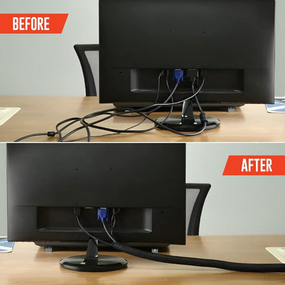 10Ft-1/2Inch Cable Tidy Sleeves Wire Covers for Computer, TV, Home, Office
