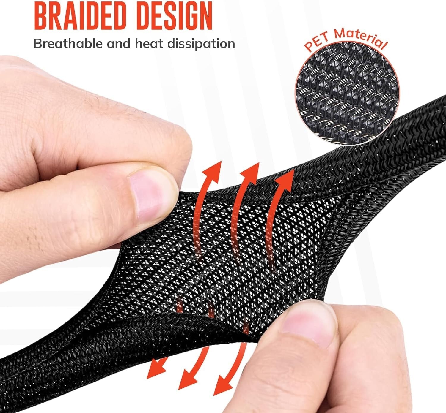 10Ft-1/2Inch Cable Tidy Sleeves Wire Covers for Computer, TV, Home, Office