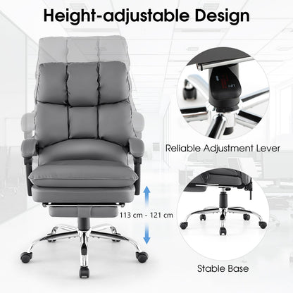 Ergonomic Adjustable High Back Rolling Computer Chair with Retractable Footrest
