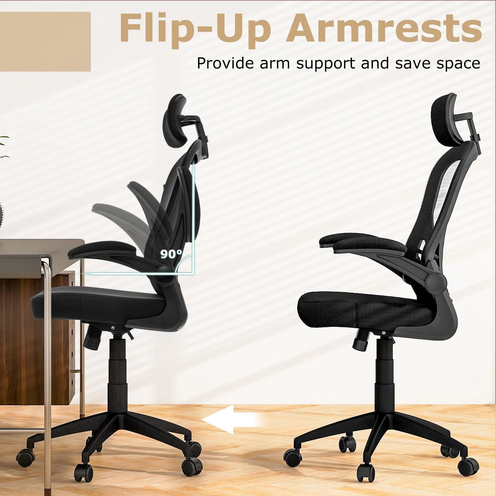 Ergonomic Mesh Office Chair with Adjustable Headrest and Height
