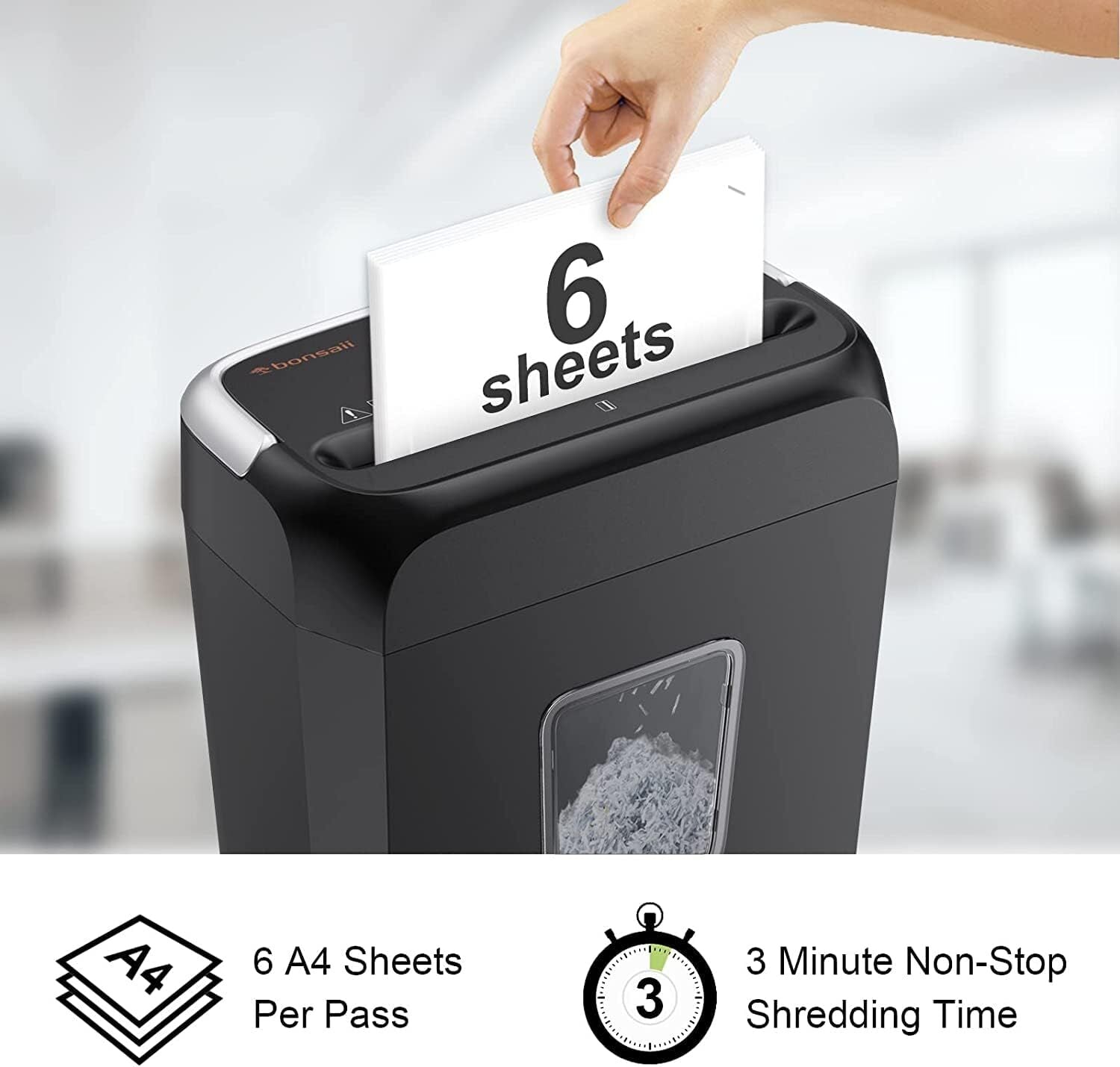 Commercial Paper Shredder Industrial 6/8 Sheet Cross Cut Heavy Duty Home Office