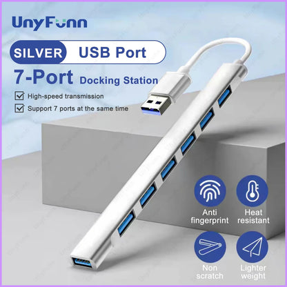 7 Ports USB HUB USB C USB 3.0 HUB 7-In-1 Type C Multi-Port USB Splitter OTG Adap
