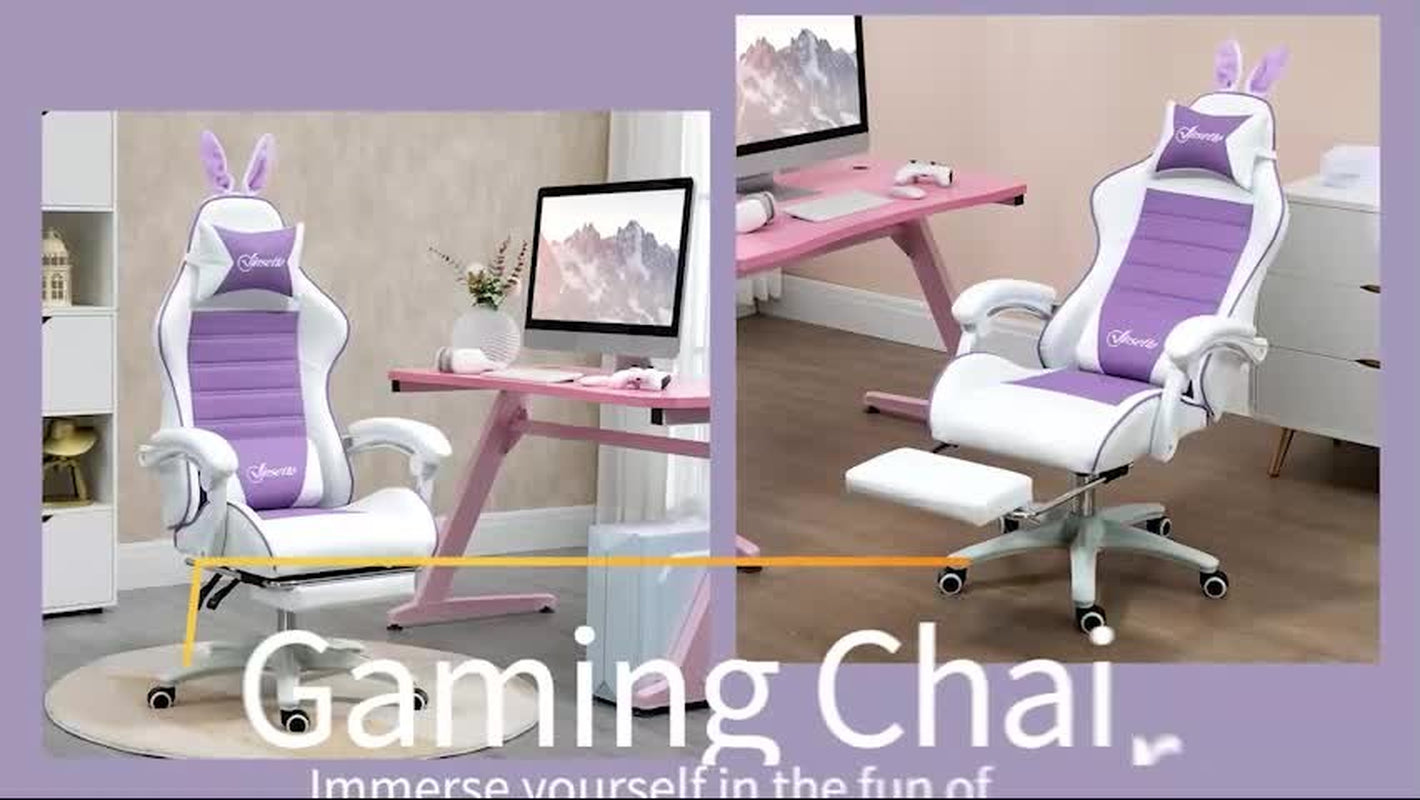 Racing Gaming Chair Reclining PU Leather Computer Chair with Headrest, Yellow