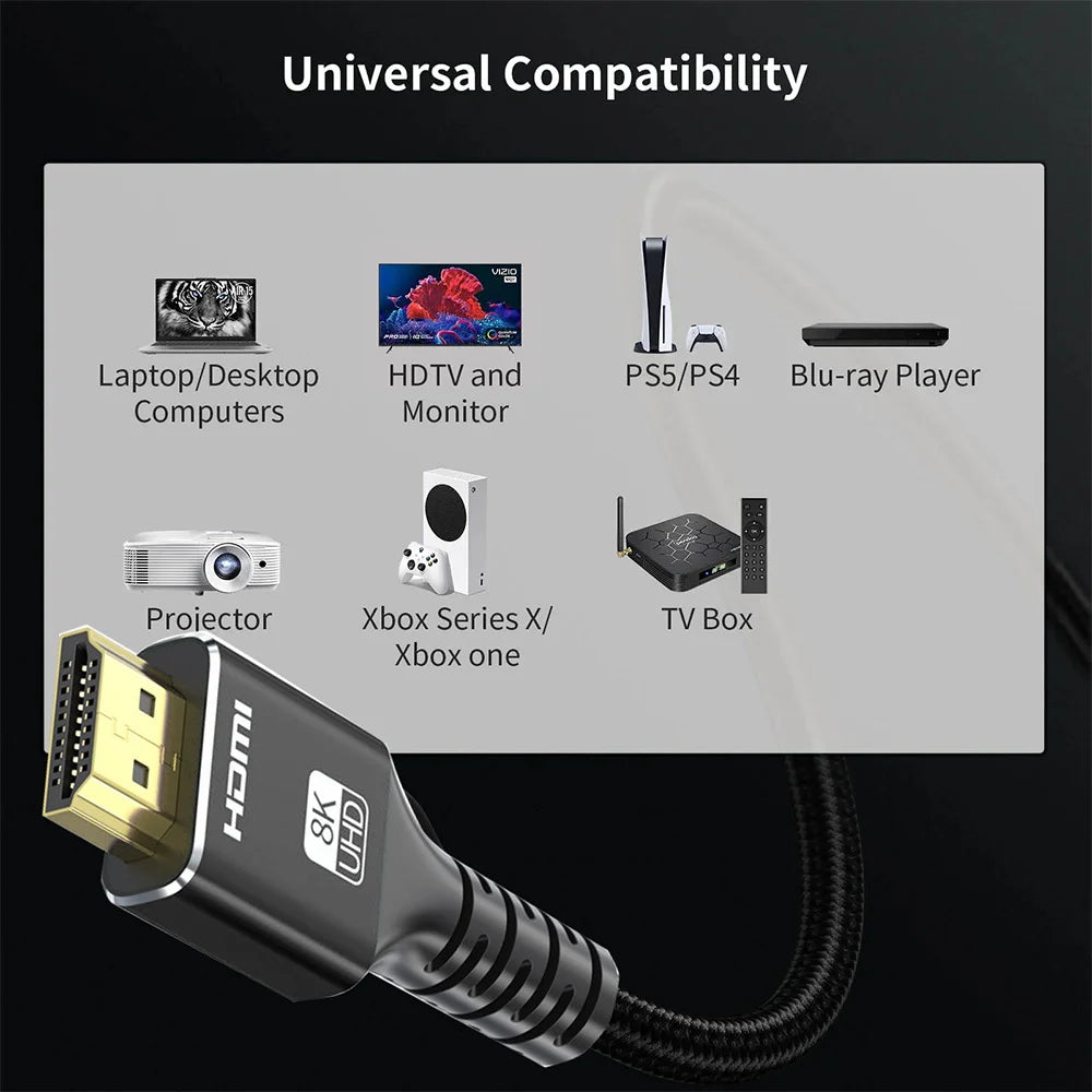HDMI 2.1 Extension Cable 8K HDMI 2.1 Male to Female Extension Cable Braided 8K HDMI Cord Extension for PS5 Xbox HDTV HDR
