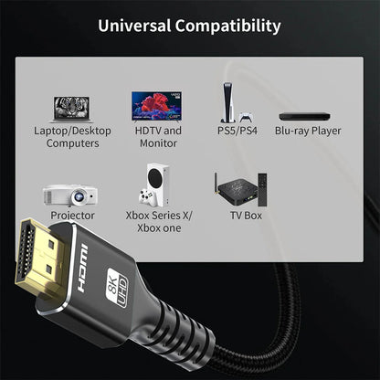 HDMI 2.1 Extension Cable 8K HDMI 2.1 Male to Female Extension Cable Braided 8K HDMI Cord Extension for PS5 Xbox HDTV HDR