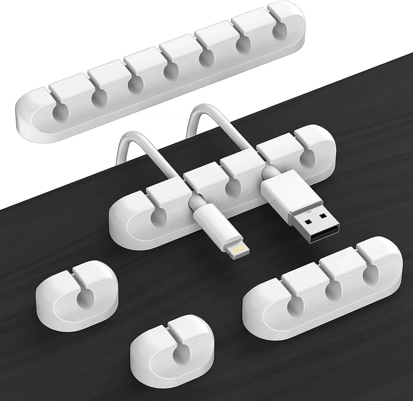 Cable Holder Ties Management Clips Tidy Lead Desk Charger Wire USB Organizer UK