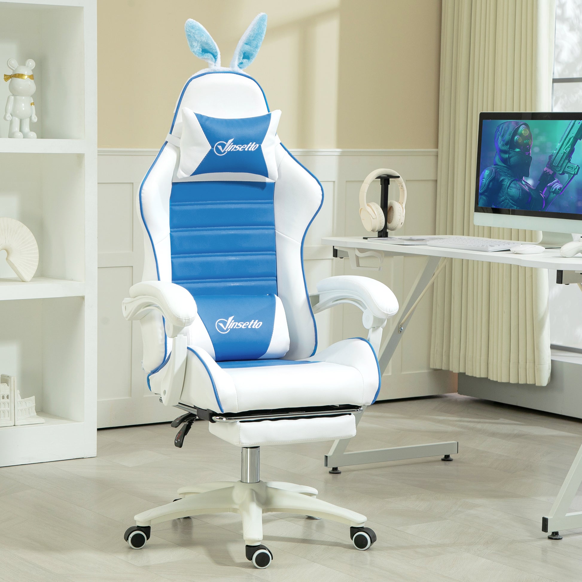 Racing Gaming Chair Reclining PU Leather Computer Chair with Headrest, Yellow
