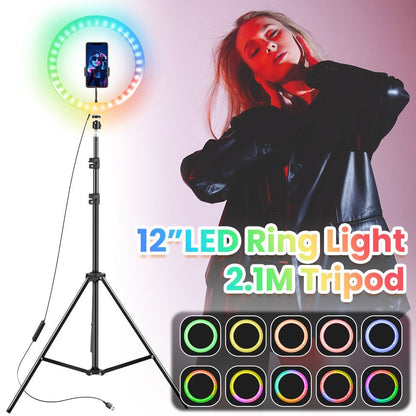 12" 14" Ring Light with Tripod Stand & Phone Holder Selfie Ring Light Live Video