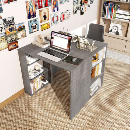Computer Desk with Bookshelf for Study Living Room