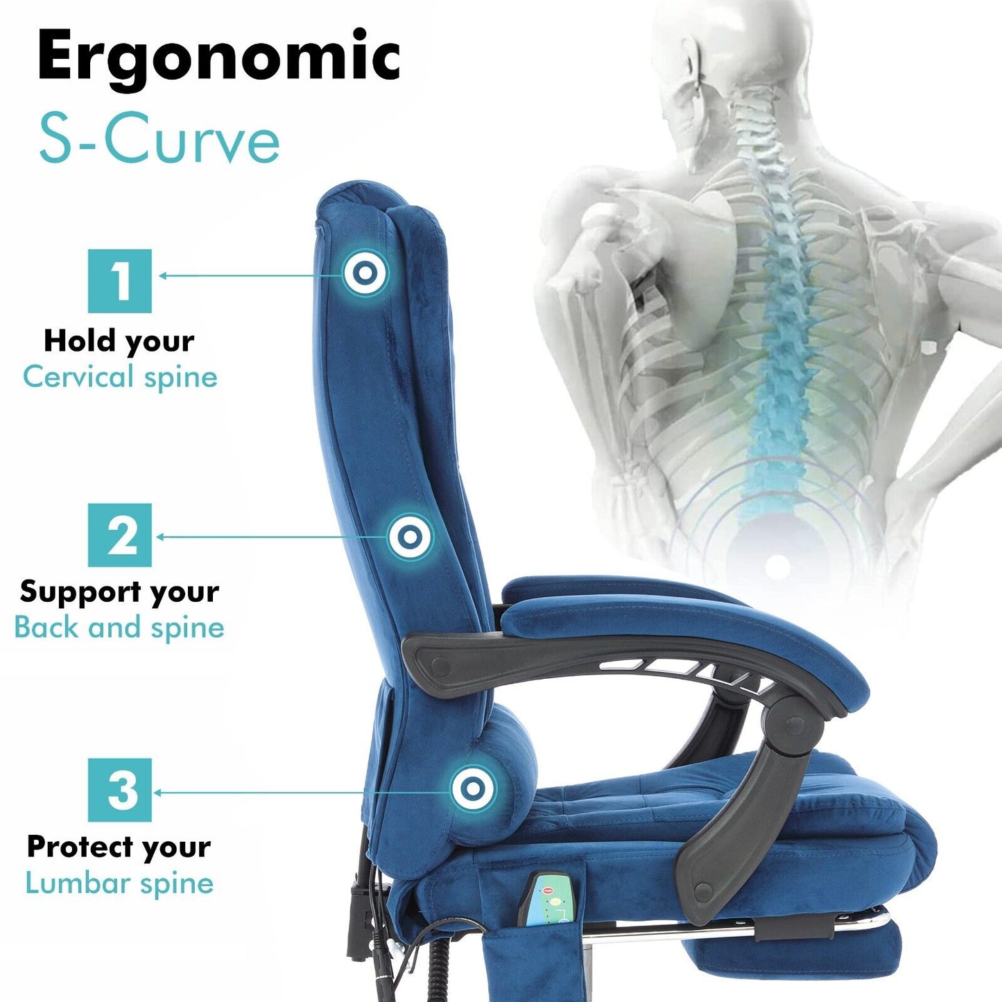 Massage Office Chair Gaming Computer Desk Swivel Recliner Chair Leather Footrest