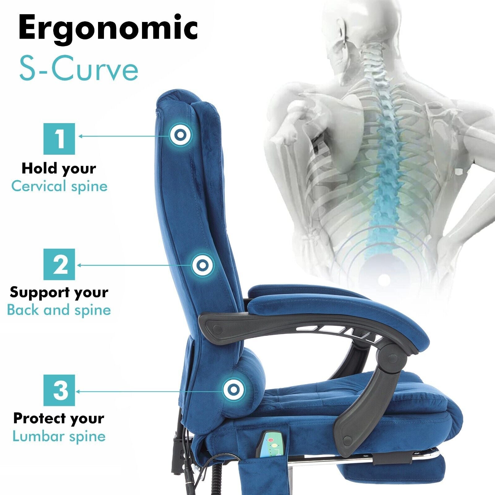 Massage Office Chair Gaming Computer Desk Swivel Recliner Chair Leather Footrest