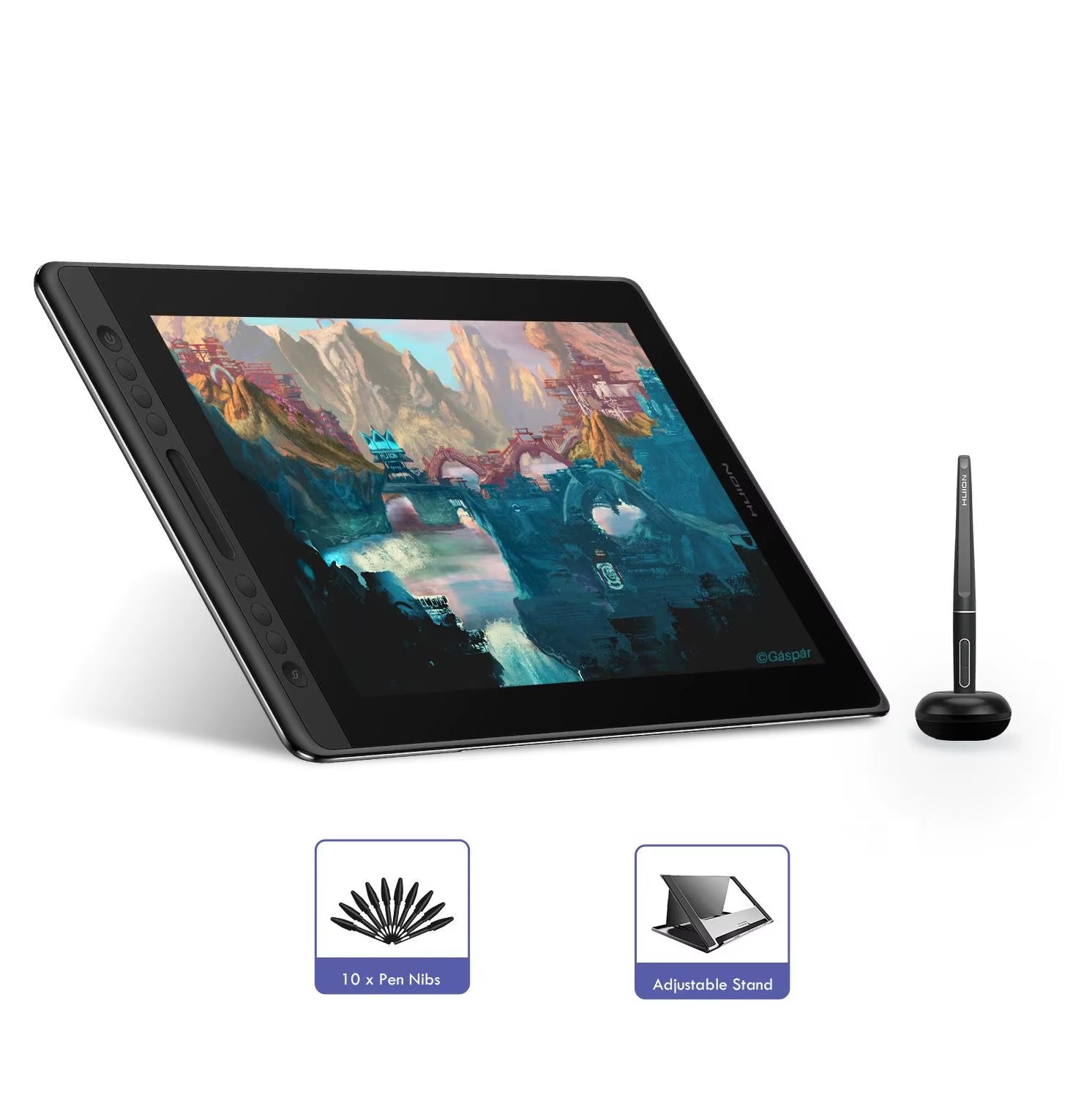 Kamvas Pro 16 Drawing Pen Tablet 15.6 Inch 120% Srgb Digital Graphic Tablet Pen Display Monitor with Tilt Function