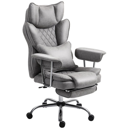 Home Office Chair, Leathaire Desk Chair with Lumbar Support Pillow, Grey