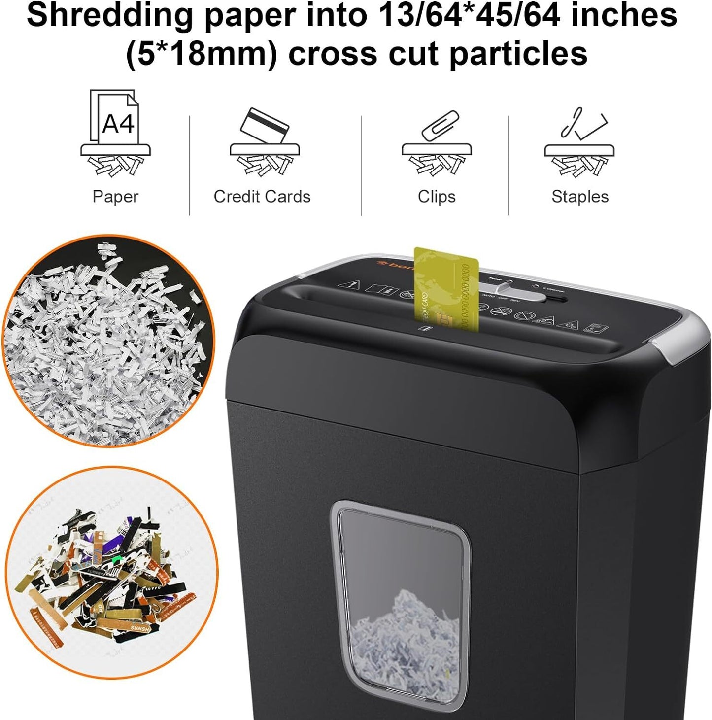 Commercial Paper Shredder Industrial 6/8 Sheet Cross Cut Heavy Duty Home Office