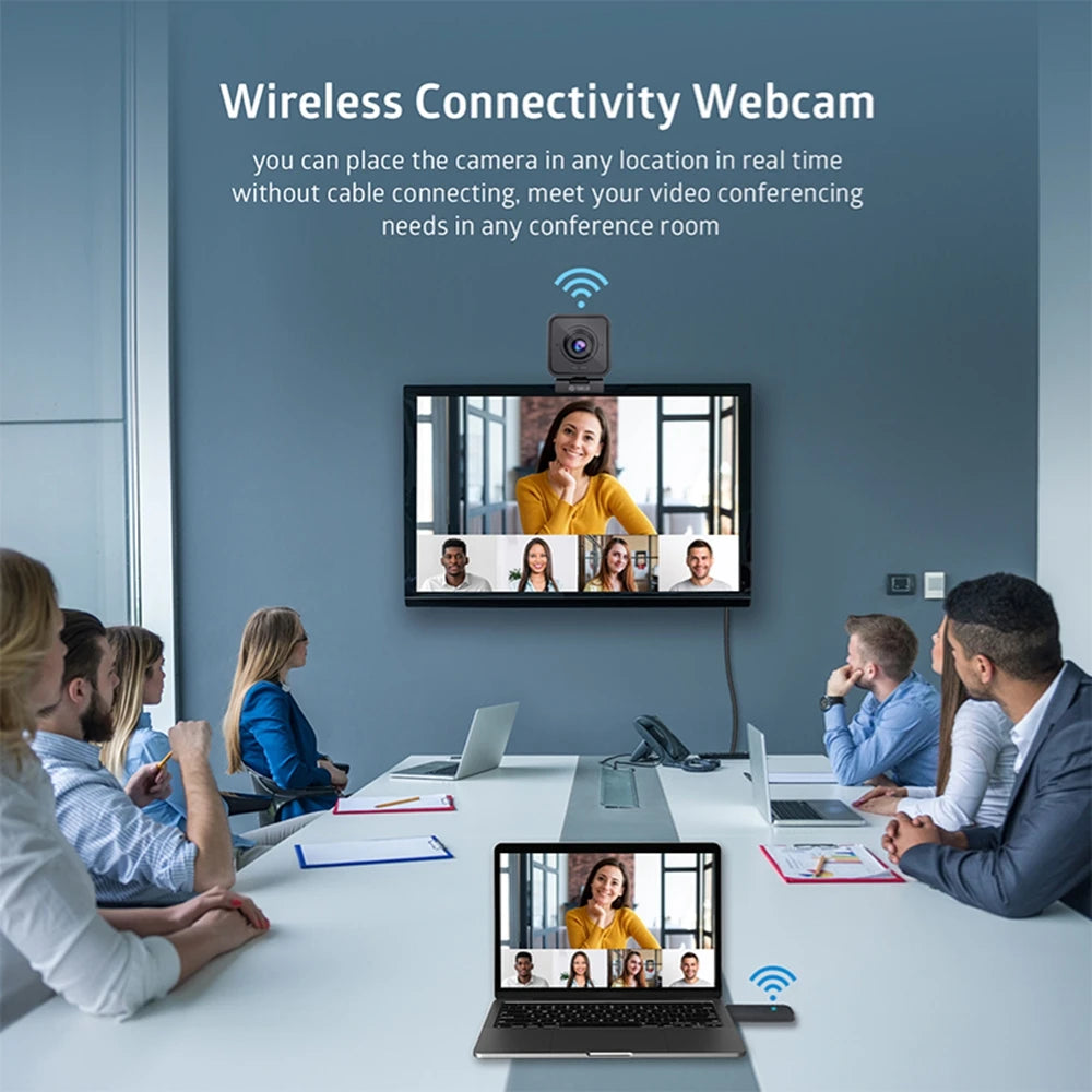 Wireless Webcam 1080P PC Camera, with Microphone, 2.4Ghz Wireless Web Camera for Tiktok/Yotube Streaming Video Calling