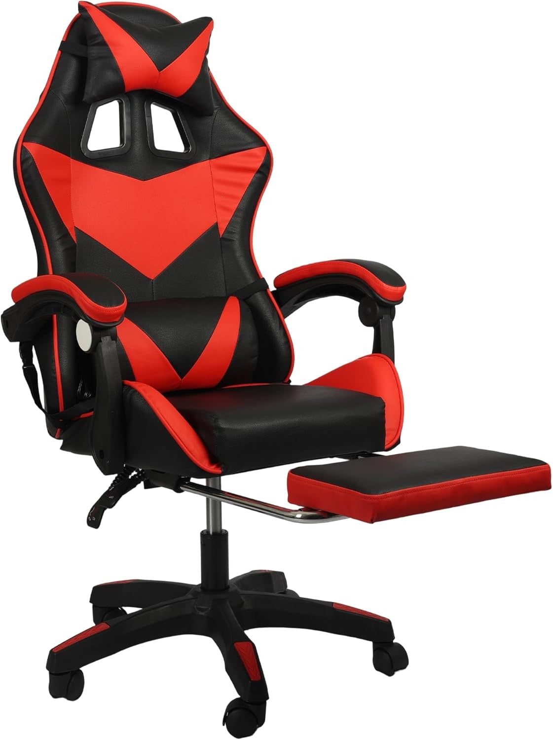Swivel Gaming Chair PU Leather Home Office Chair W/ Footrest Computer PC Chair