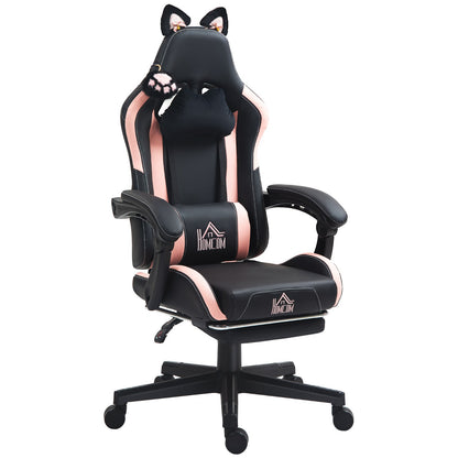 Racing Gaming Chair Reclining Faux Leather Computer Chair with Footrest, Black