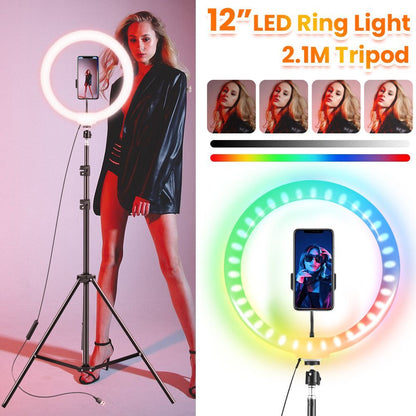 12" 14" Ring Light with Tripod Stand & Phone Holder Selfie Ring Light Live Video