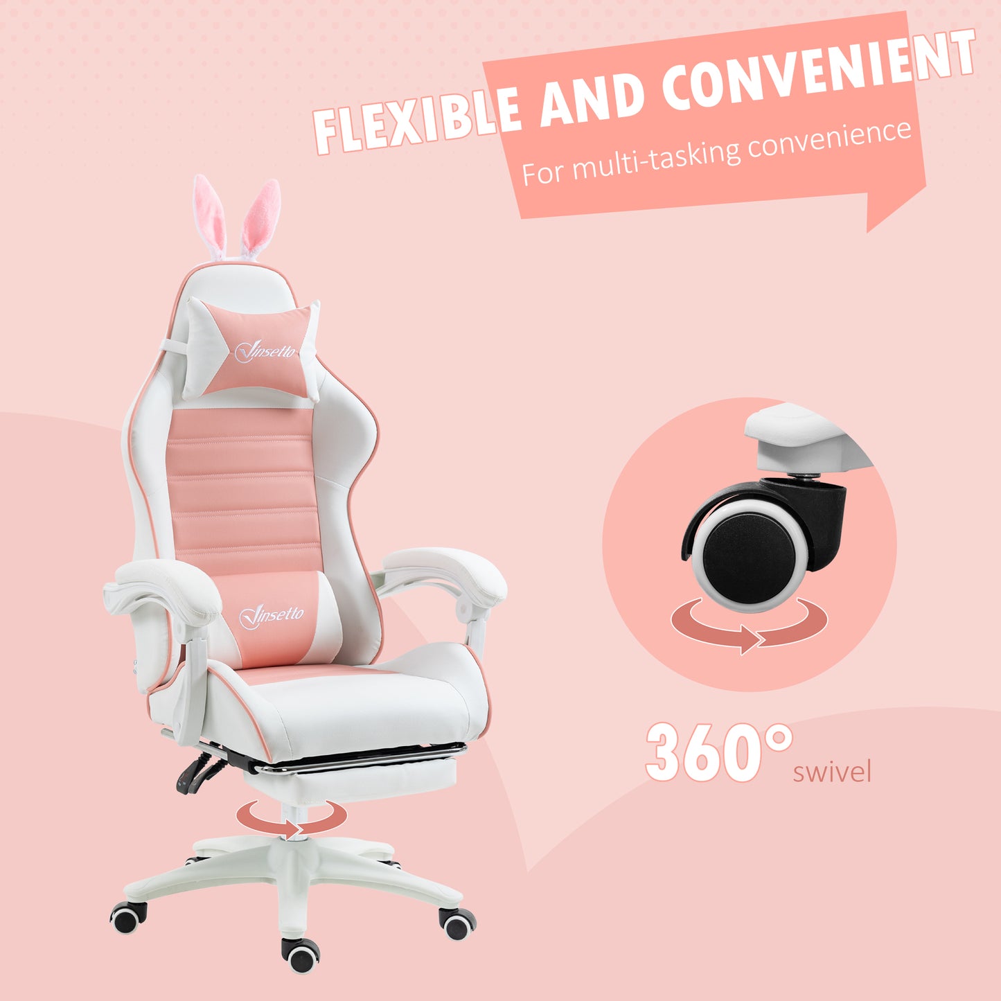 Racing Gaming Chair Reclining PU Leather Computer Chair with Headrest, Yellow