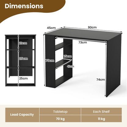 Computer Desk with Bookshelf for Study Living Room
